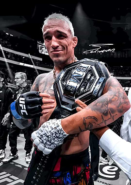 Charles Oliveira with UFC Championship Belt