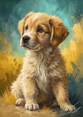 Golden Retriever Puppy Painting