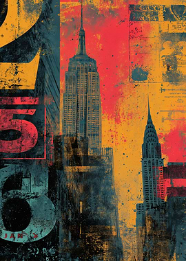 New York City Grunge Skyline