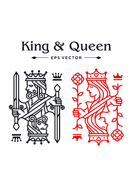 King and Queen Playing Card Icons