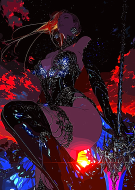 Dark Fantasy Warrior Woman with Sword