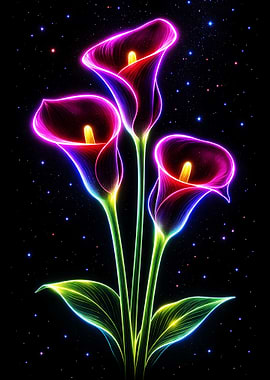 Neon Calla Lilies in Space