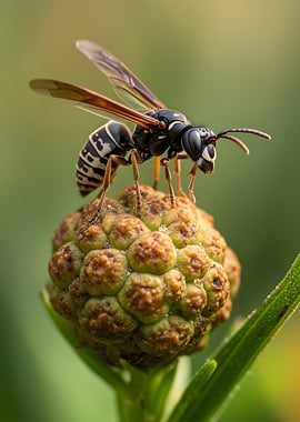 Wasp on a Seed Pod