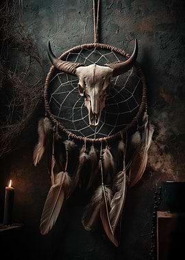 Dreamcatcher with Animal Skull