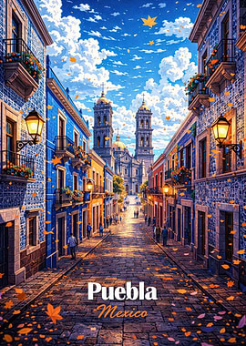 Puebla Mexico Street Scene