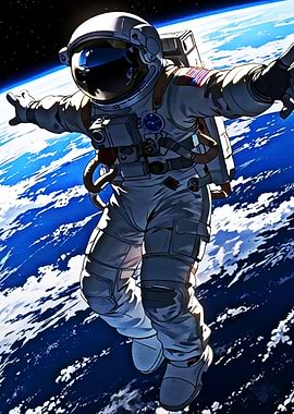 Astronaut Floating Above Earth