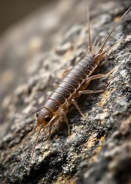 Close-up of a Silverfish on a Rock