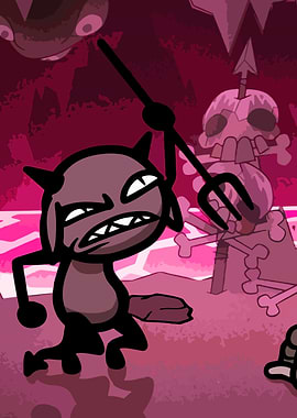 Angry Devil Character with Pitchfork