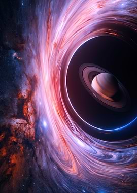 Saturn Approaching a Black Hole