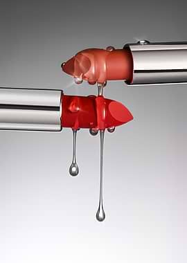Lipstick with dripping liquid