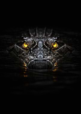 Crocodile Eyes in Dark Water