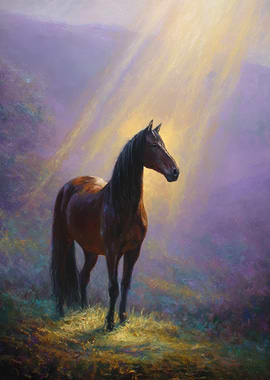 Majestic Horse in Sunlit Meadow