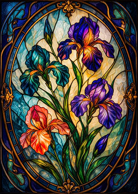 Stained Glass Irises