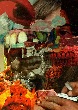 Surreal Collage of Teeth and Abstract Elements