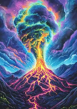 Volcanic Eruption with Lightning