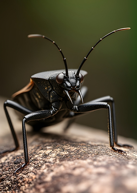 Macro shot of a black beetle