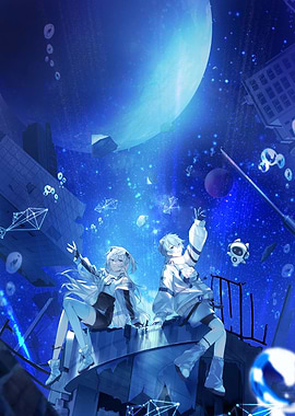 Futuristic Anime Duo in Space