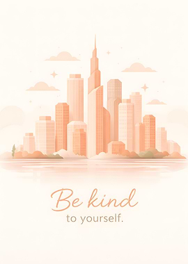 Inspirational Cityscape with Motivational Text