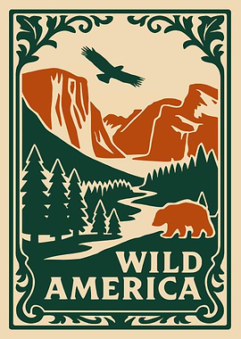 Wild America Vintage Poster
