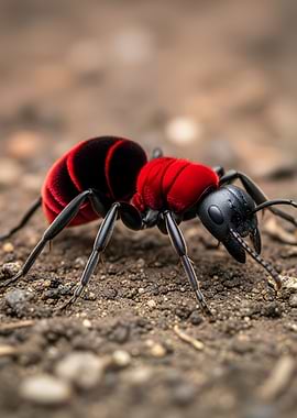 Red and Black Velvet Ant