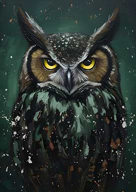 Intense Owl Portrait Painting