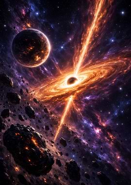 Black Hole with Planet and Asteroids