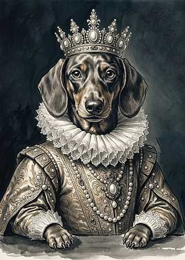 Dachshund King in Royal Attire