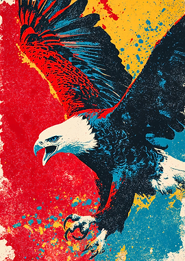 Bold Bald Eagle Pop Art
