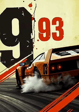 Drifting Race Car Numbers 93