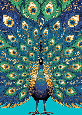 Ornate Peacock With Vibrant Feathers