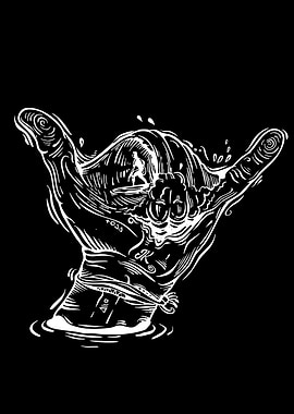 Surfer in a Hand Wave