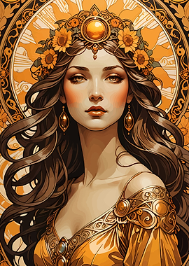 Golden Goddess with Sunflowers