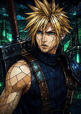 Cloud Strife Stained Glass Art