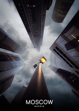 Moscow Cityscape with Streetlight