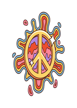 Retro Peace Symbol with Swirls