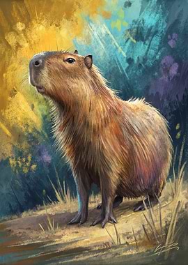 Capybara in a Colorful Forest