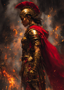 Female Spartan Warrior Gold Armor