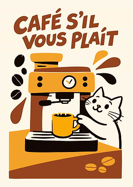 Cafe Chat Wall Art Print