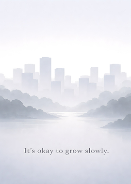 Misty Cityscape with Inspirational Quote
