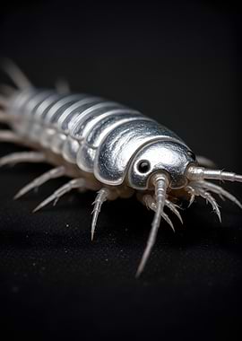 Close-up of a metallic isopod