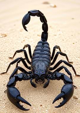 Black Scorpion on Sand