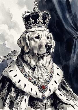 Regal Dog in Royal Attire