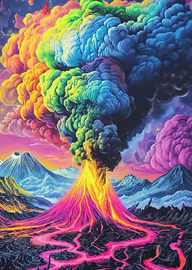 Rainbow Volcano Eruption