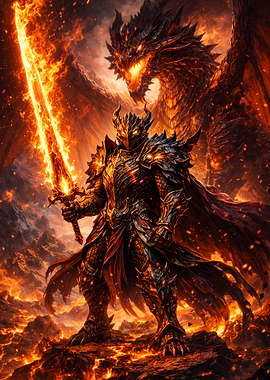 Fiery Knight and Dragon