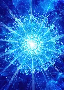 Abstract Blue Fractal Flower