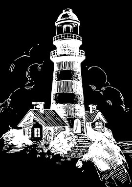 Lighthouse on a Rocky Shore