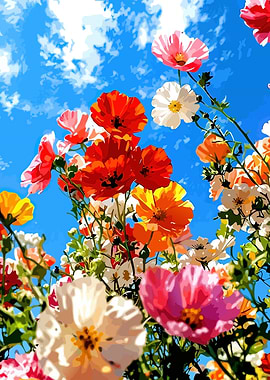 Vibrant Poppies Against a Blue Sky