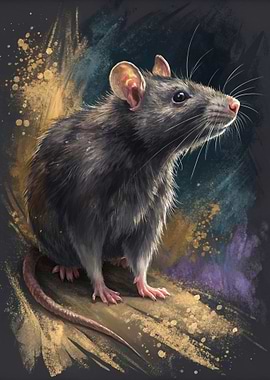 Detailed Painting of a Rat