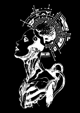 Cybernetic Woman with Brain