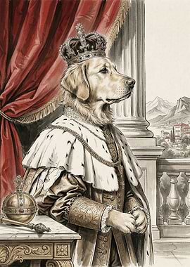Regal Golden Retriever King Portrait